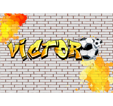 Fototapete mit Namen Jugendzimmer Fußball-Graffiti - TenStickers