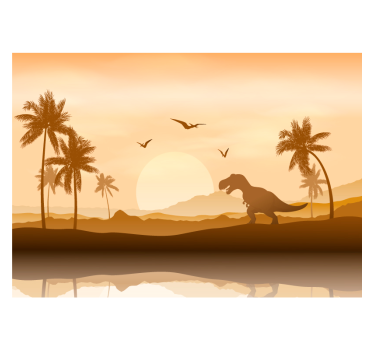 Fototapete Kinderzimmer T-Rex bei Sonnenuntergang - TenStickers