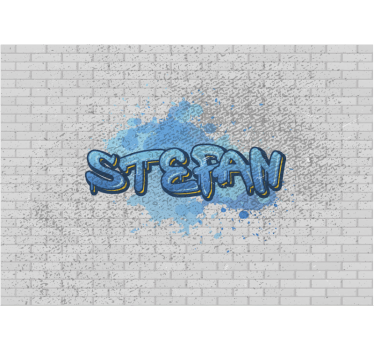 Blaues Graffiti mit Namen Fototapete Schlafzimmer - TenStickers