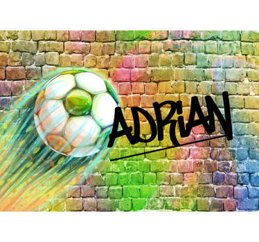 Tapete Jugendzimmer bunter Fußball mit Namen - TenStickers
