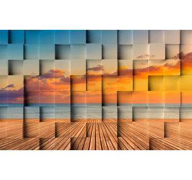 3d tapete sonnenuntergang am ozean - TenStickers