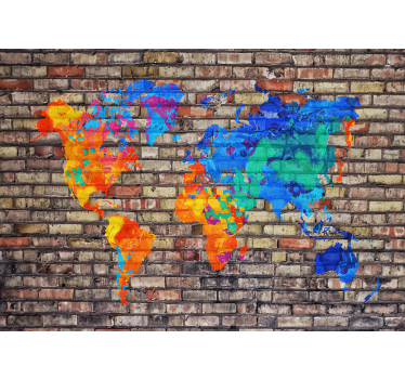 Fototapete weltkarte bunte geografische karte - TenStickers
