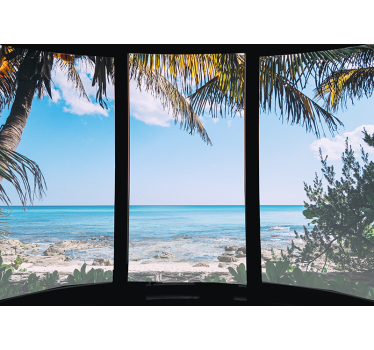 3D Tapete Wohnzimmer Meer vom Fenster - TenStickers