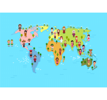 Fototapete Weltkarte charaktere der kulturellen karte - TenStickers