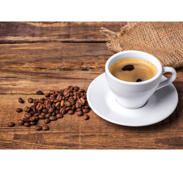 Fototapete Wand Kaffee auf einem holztisch - TenStickers