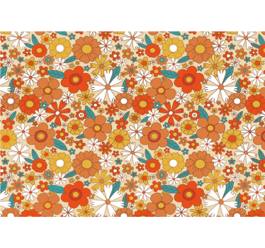 Fototapete Retro Mehrfarbige 70er blumen - TenStickers