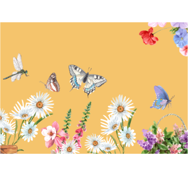 Fototapete blumen schmetterlingsblüten szene - TenStickers