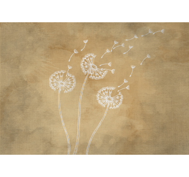 Fototapete blumen mit schwebenden löwenzahn-samen - TenStickers