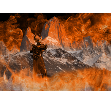 Fototapete fantasie dramatische feurige landschaft - TenStickers