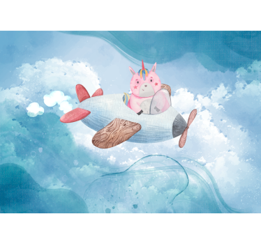 Fototapete Fantasie fliegendes einhornflugzeug - TenStickers