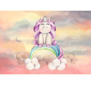 Fototapete fantasie süßes einhorn regenbogen - TenStickers