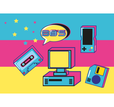 Fototapete graffiti mit retro gaming elementen - TenStickers