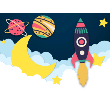 Fototapete fantasie rakete zwischen planeten - TenStickers