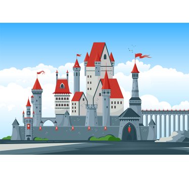 Fototapete fantasie schloss mit roten dächern - TenStickers