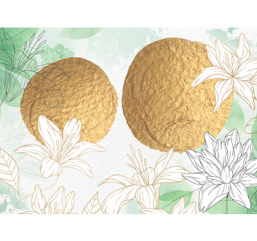 Fototapete blumen mit goldenen floralen akzenten - TenStickers