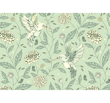 Fototapete blumen kolibri zwischen blüten - TenStickers