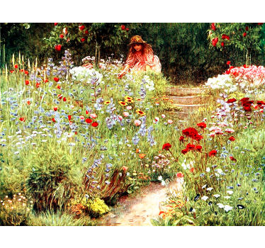 Fototapete blumen gartenweg szene - TenStickers