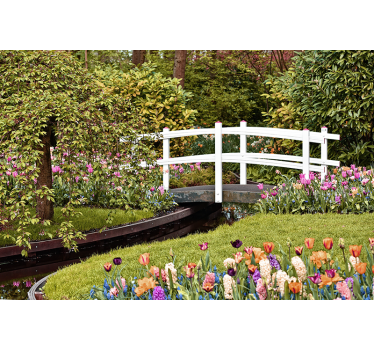 Fototapete landschaft friedliche gartenbrücke - TenStickers