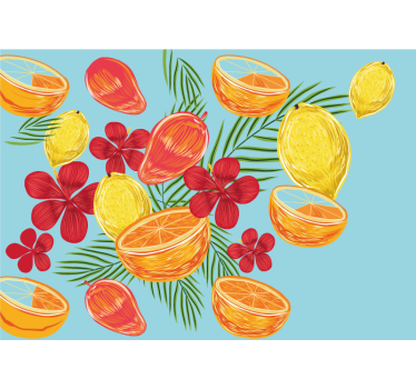 Fototapete blumen tropische früchte anordnung - TenStickers