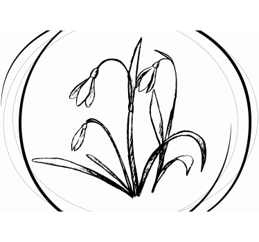 Fototapete blumen schneeglöckchen umriss - TenStickers