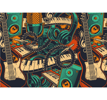Fototapete musik gitarre und kopfhörer - TenStickers