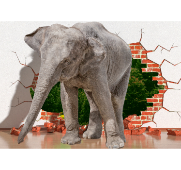 3d tapete elefant durchbricht wand - TenStickers