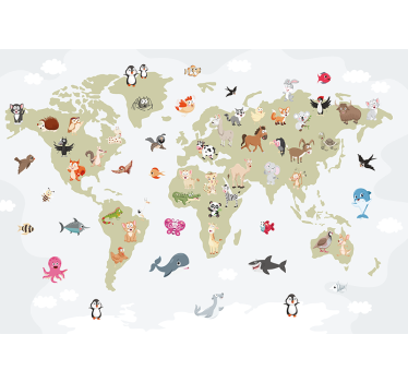 Fototapete tiere weltkarte der kreaturen - TenStickers
