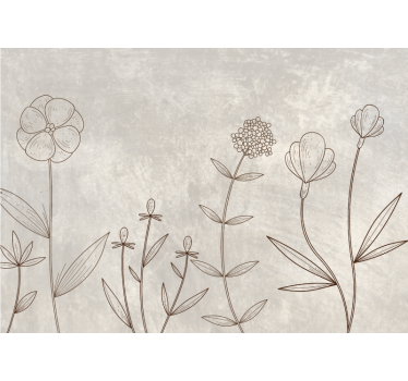 Fototapete Wiesenlandschaft Blumen im skandinavischen Stil - TenStickers