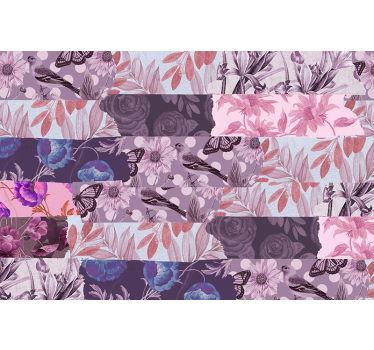 Fototapete Blumen Collage aus Blumenmuster in lila - TenStickers