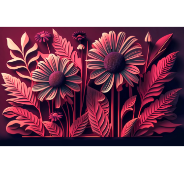 Tapete 3D große Blumen Magenta - TenStickers