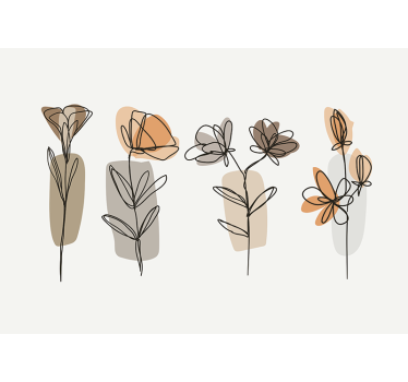 Fototapete mit minimalistisch gezeichneten Blumen - TenStickers