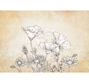 Vintage Fototapete mit Mohnblumen - TenStickers
