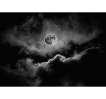 Schlafzimmer Tapete düsterer Mond und Wolken - TenStickers