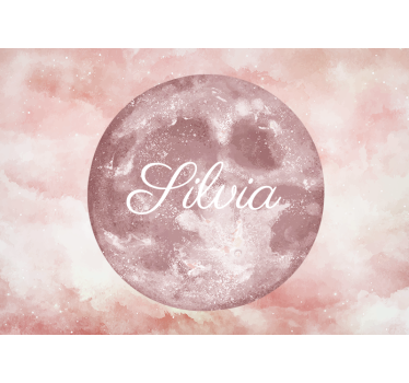 Fototapete Kinderzimmer rosa Mond mit Namen - TenStickers