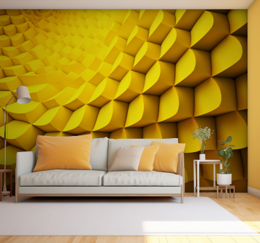 Gelbe Fototapete 3D futuristisch - TenStickers