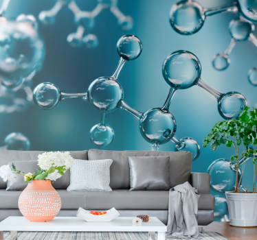 Wohnzimmer Fototapete 3D Molekül Atom - TenStickers