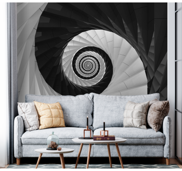 3D Tapete Wohnzimmer schwarz-weiß Spirale - TenStickers