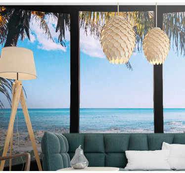 3D Tapete Wohnzimmer Meer vom Fenster - TenStickers