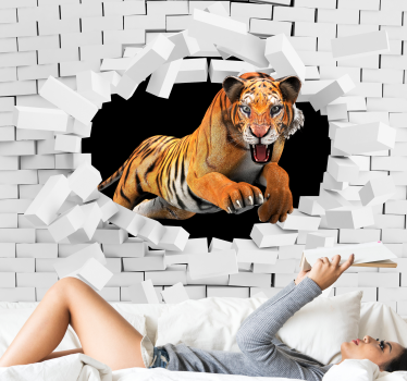 Wandexplosion Tiger 3D Tapete - TenStickers