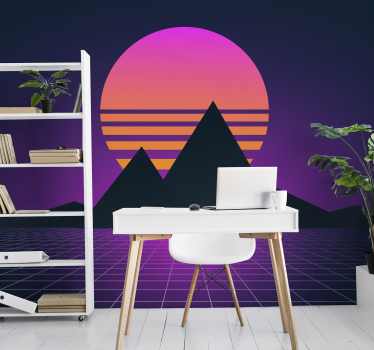 3d tapete geometrische sonnenuntergangsszene - TenStickers