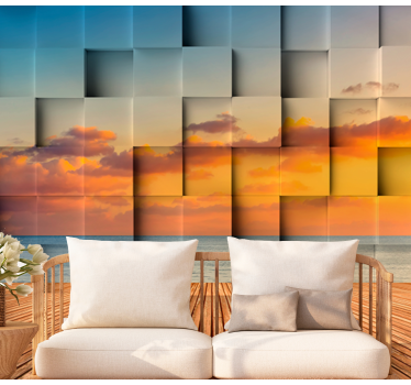 3d tapete sonnenuntergang am ozean - TenStickers