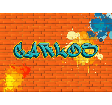 Fototapete mit Namen Graffiti orangene Ziegel - TenStickers