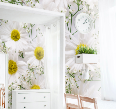 Gänseblümchen Nahaufnahme Tapete Wohnzimmer - TenStickers
