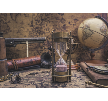 Fototapete Weltkarte unter Sanduhr - TenStickers