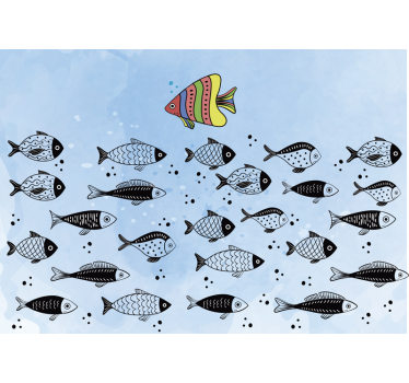 Fototapete esszimmer bunte fischdarstellung - TenStickers