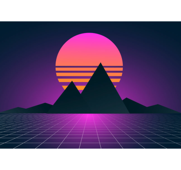 3d tapete geometrische sonnenuntergangsszene - TenStickers