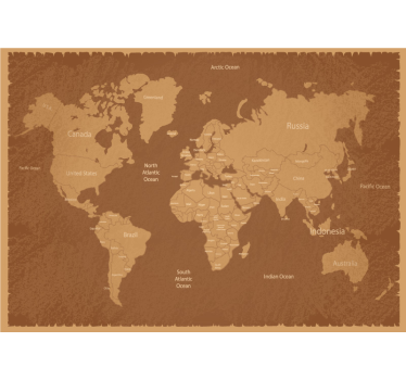 Fototapete Weltkarte geografische Landkarte - TenStickers