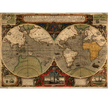 Fototapete weltkarte retro globale karte - TenStickers