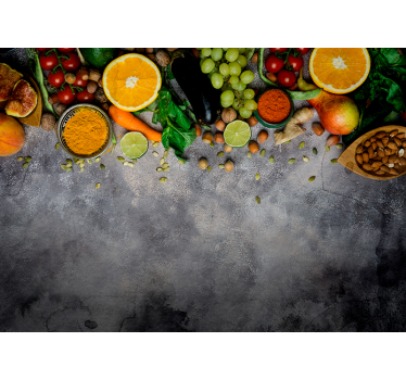Fototapete Küche frische produkte hängen - TenStickers