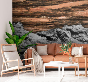Fototapete Wohnzimmer holz und Stein - TenStickers